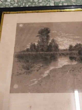 2 Cuadros Dibujos Carboncillo Antiguos