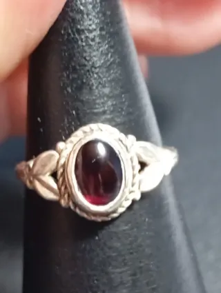 Anillo Plata Ley granate talla exacta 13,5 mm