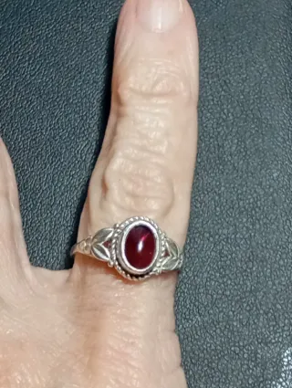 Anillo Plata Ley granate talla exacta 13,5 mm