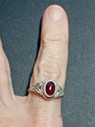 Anillo Plata Ley granate talla exacta 13,5 mm