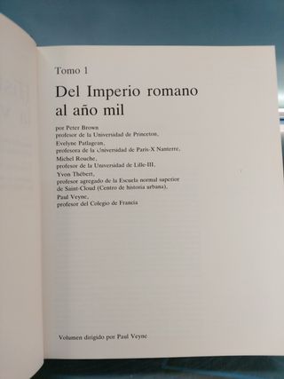 Historia de la vida privada. Del Imperio romano al año mil. Taurus, 1988.