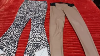 2 Pantalones (Beige y Estampado Animal)