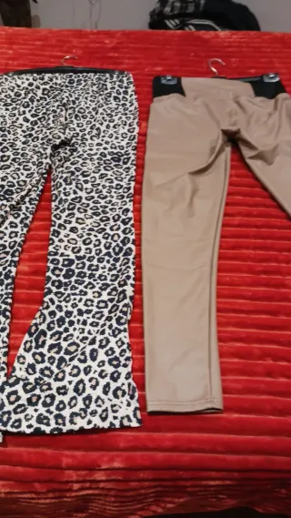 2 Pantalones (Beige y Estampado Animal)