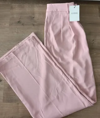 Calças perna larga rosa