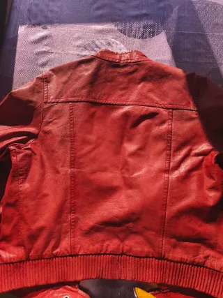 Chaqueta de cuero rojo 100% piel caprino