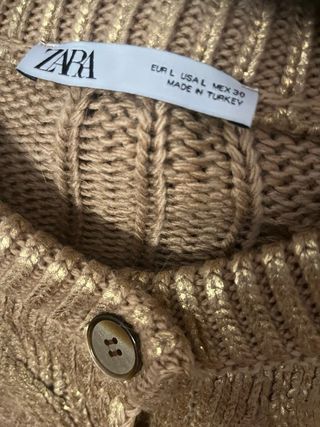 Cárdigan ZARA Punto Dorado Trenzado
