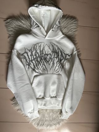 Sudadera Bershka gris y blanca Talla M