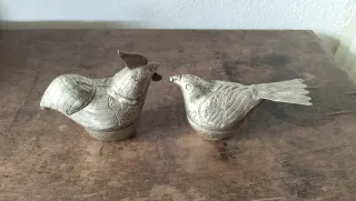 Pareja de cajitas metal plateado