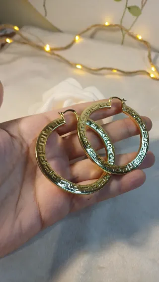 Pendientes Aro Grande Grecia Chapado Oro 18k