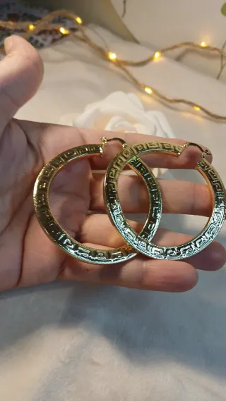 Pendientes Aro Grande Grecia Chapado Oro 18k