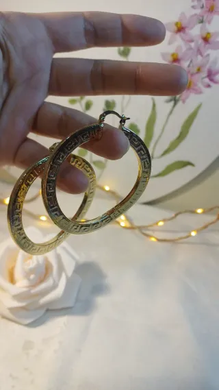 Pendientes Aro Grande Grecia Chapado Oro 18k