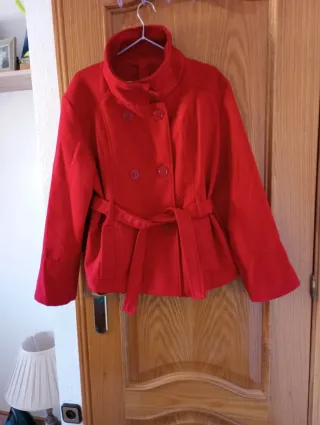 Chaquetón rojo de paño mujer