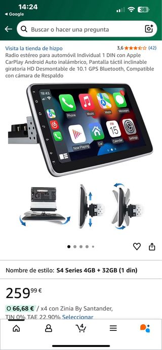 Pantalla de coche con cables