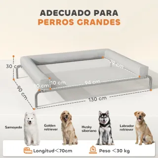 Letto Elevato per Cani 130x90x30 cm
