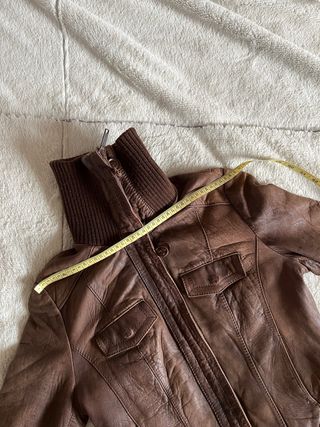 Cazadora Biker Vintage Cuero Marrón