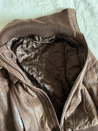 Cazadora Biker Vintage Cuero Marrón