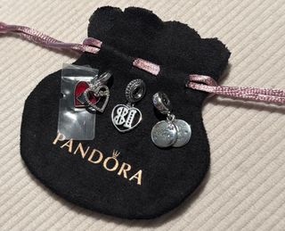 Lote 3 Charms Pandora Corazón y Círculos