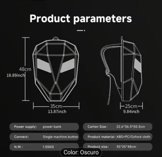 Mochila negra con ojos LED