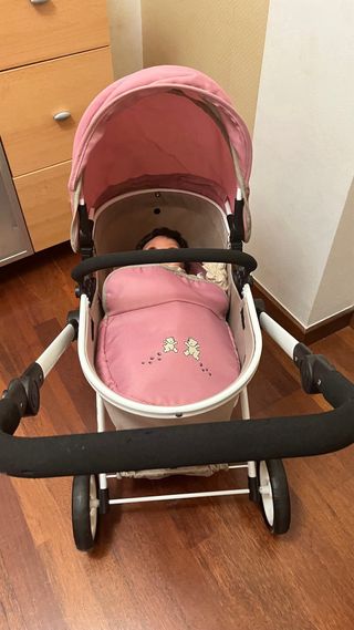 Carrito de juguete rosa para bebé