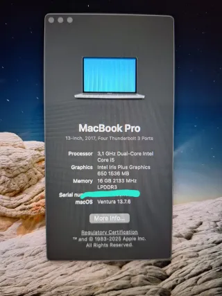 MacBook Pro 13 2017 Grigio Argento