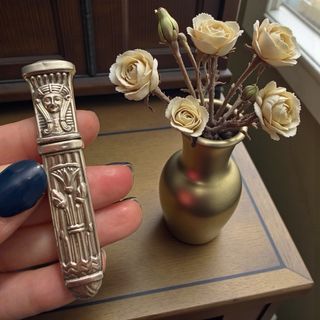 Antico porta aghi argento Art Déco Egittologia