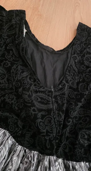 Vestido Vintage Fiesta Años 80 Negro/Plata