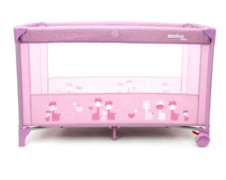 Cuna de viaje Asalvo rosa con jirafas