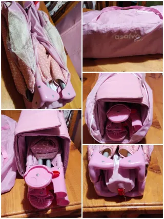 Cuna de viaje Asalvo rosa con jirafas