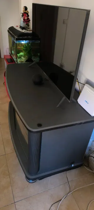 Mueble TV Salón Vitrina Negro