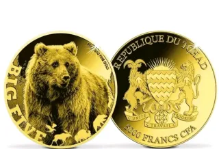 Moneta d'Oro 24K Big Five - Repubblica del Ciad