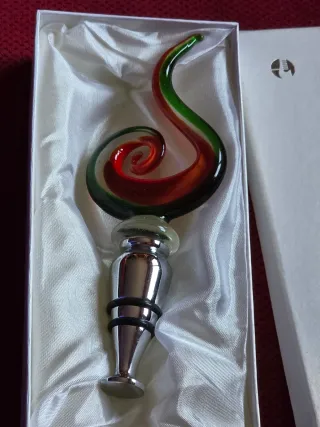 Tappo vino vetro Murano rosso verde