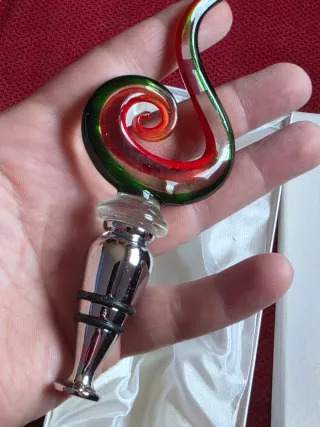 Tappo vino vetro Murano rosso verde