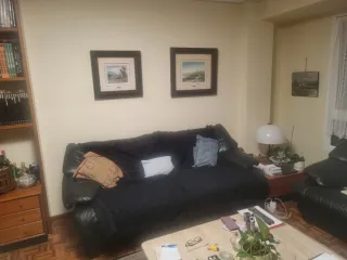 Sofás Piel Negra 3 y 2 Plazas Precio negociable.