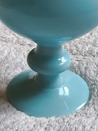 BOMBONERA VIDRIO OPALINO  CELESTE ART DECO 1930