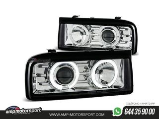 FAROS DELANTEROS ANGEL EYES Y LUPA FONDO CROMO VW CORRADO 1988-1995