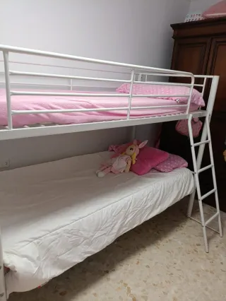 Cama litera blanca metálica
