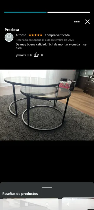 Set 2 Mesas Nido Redondas Acero Vidrio