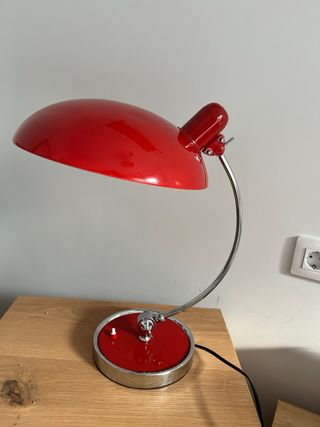 Lámpara de escritorio vintage roja (con bombilla)