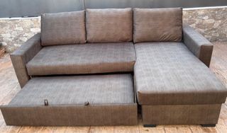 Sofá Cama Chaise Longue Marrón
