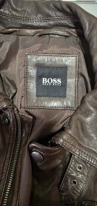 Cazadora Cuero Hugo Boss Marrón