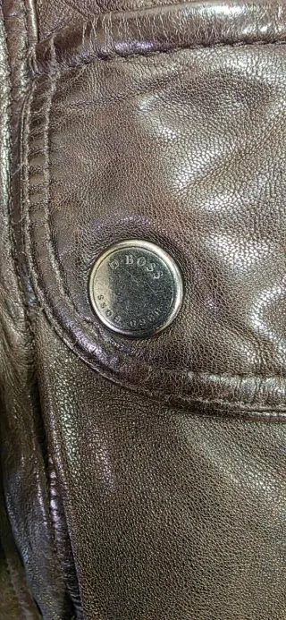 Cazadora Cuero Hugo Boss Marrón