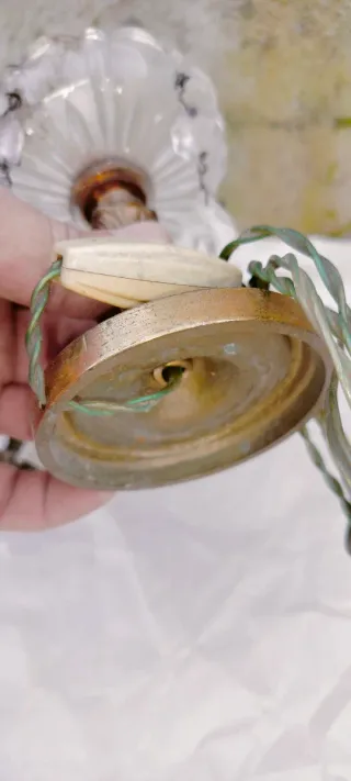 Coppia abat jour antichi in vetro e metallo