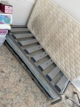 Cama Plegable Beige y Gris 190x90