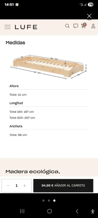 Cama montessori de muebles Lufe