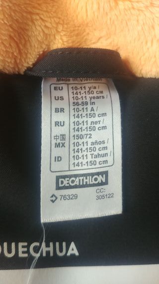 Abrigo Quechua azul marino 10-11 años