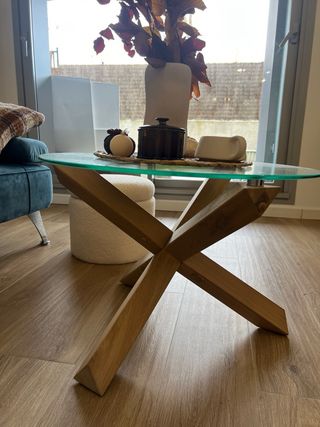 Mesa Kave Home Madera y Cristal