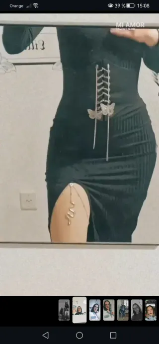 Vestido largo negro con abertura