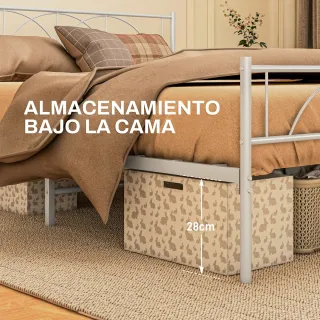 Estructura de cama metálica blanca