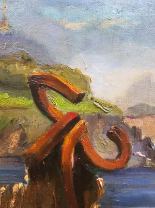 Cuadro al óleo antiguo paisaje