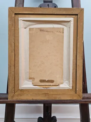 Cuadro al óleo antiguo mujer sentada